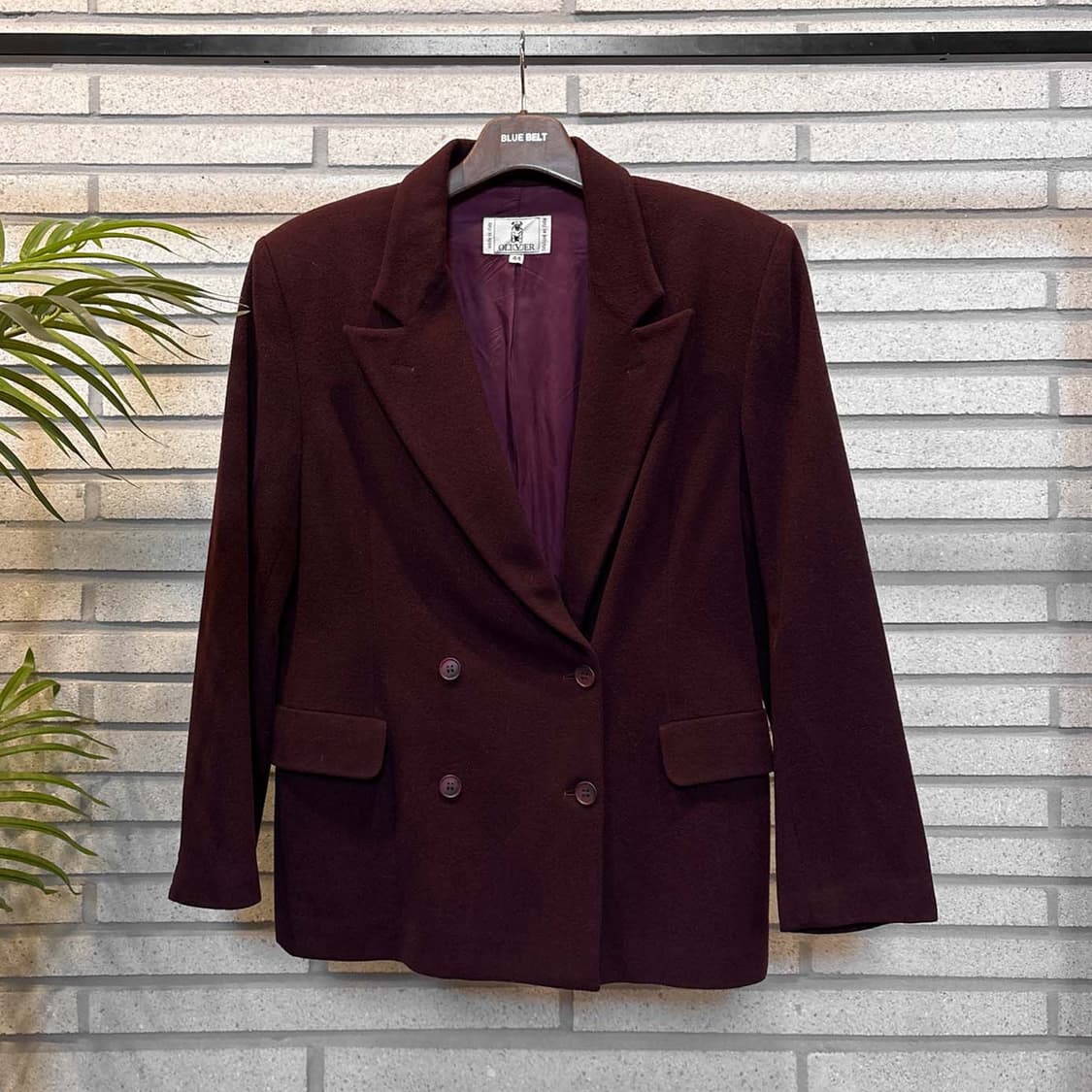 발렌티노 올리버 캐시미어 울 블레이저 자켓 더블 버튼 디테일 버건디 상품이미지2