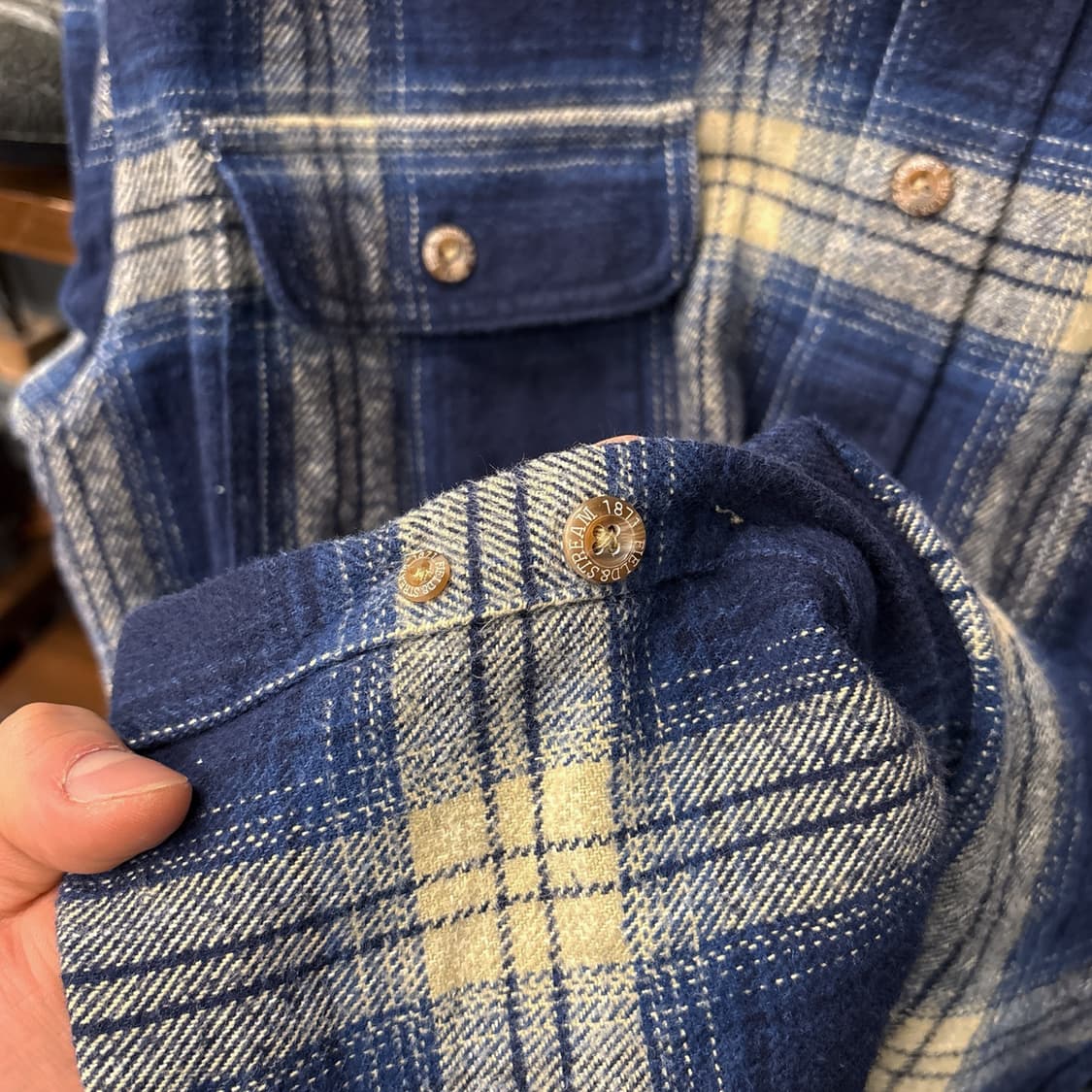 필드앤스트림 헤비 플란넬 블루 옴브레 타탄체크 워크셔츠 N878 상품이미지7