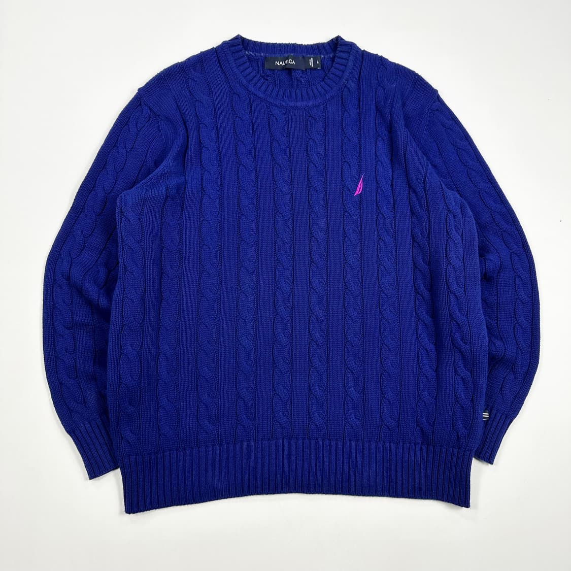 노티카 로고 코발트 블루 케이블 니트 (L 여성추천) 상품이미지2