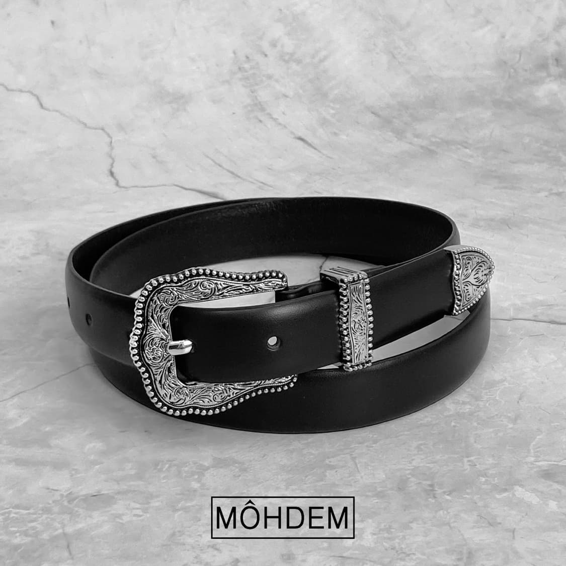 [Uinsex] 클래식 웨스턴 이태리가죽 벨트 블랙 상품이미지5