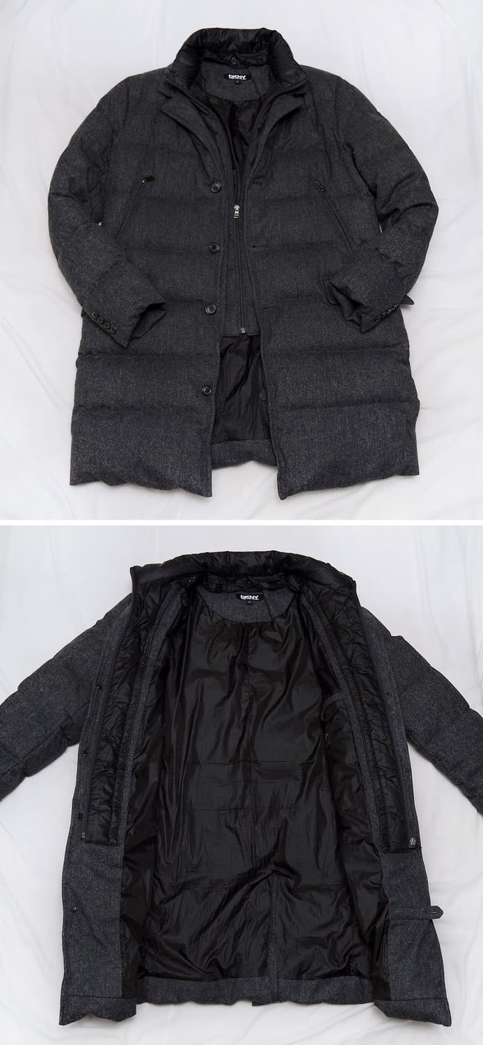 DKNY 이태리 울실크 구스다운 투인원 롱패딩 코트 (100-105) 상품이미지2