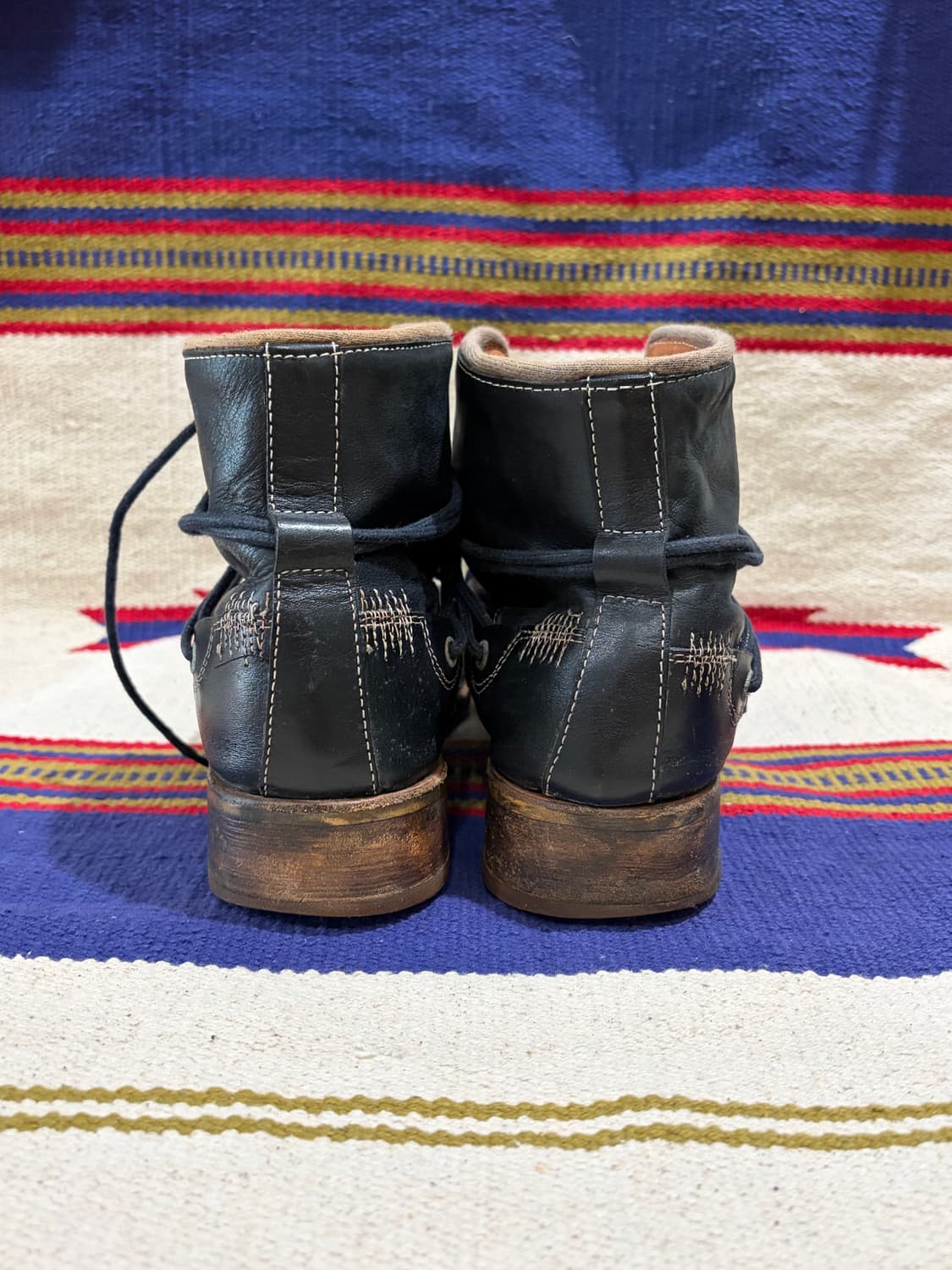 훕데두 00s 아카이브 드레이프 레더 레이스업 부츠 상품이미지5