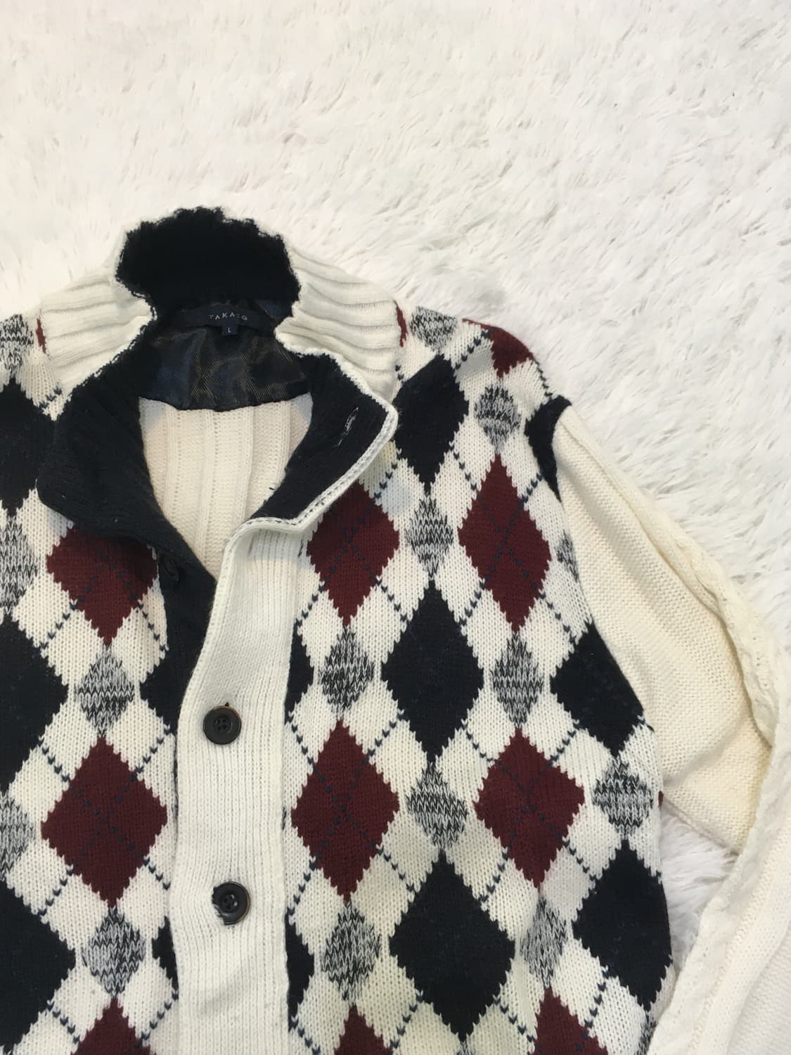 빈티지 화이트 아가일 니트 y2k 스트릿 갸루 펑키 일본빈티지692 상품이미지4