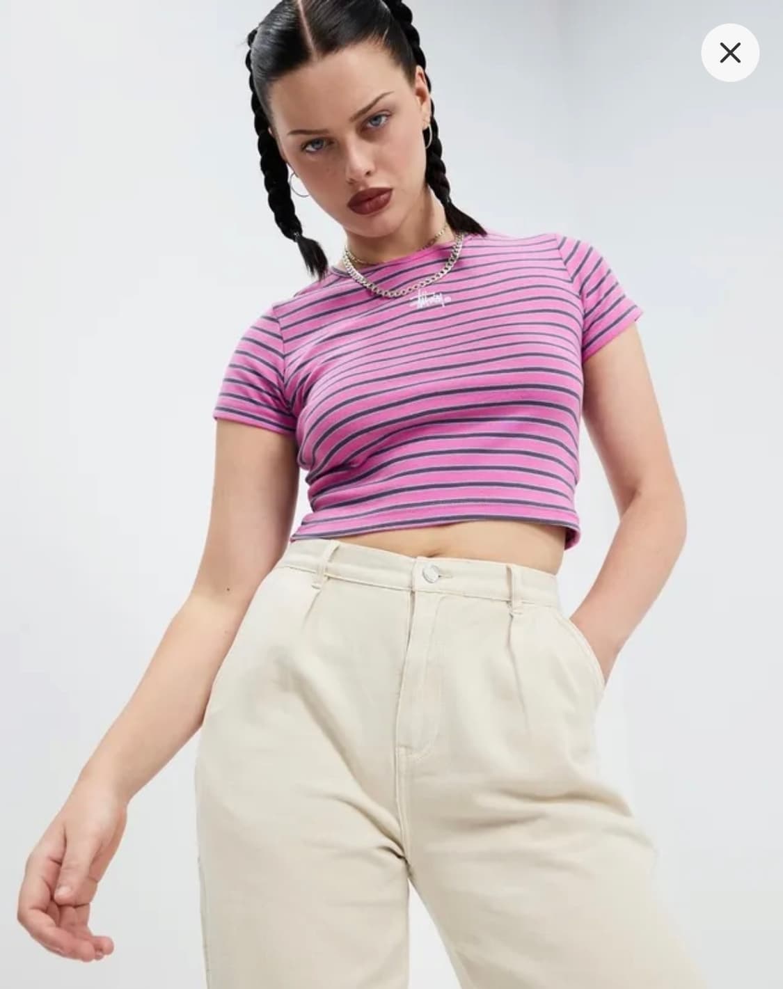 스투시 스트라이프 크롭 티셔츠 상품이미지3