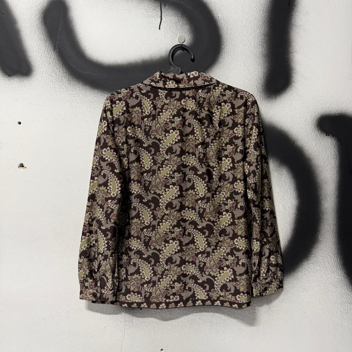 VTG 빈티지 페이즐리 자카드 풀 패턴 폴리 셔츠 자켓 상품이미지2