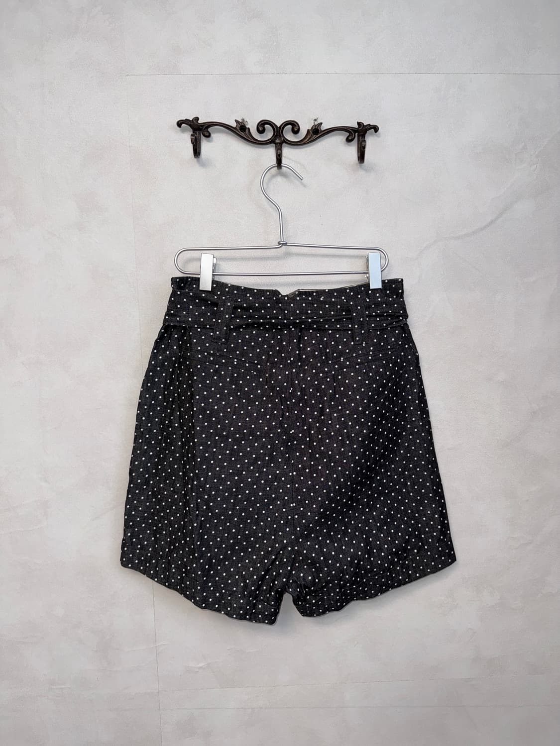 Black raw denim dot highwaist shorts  상품이미지3