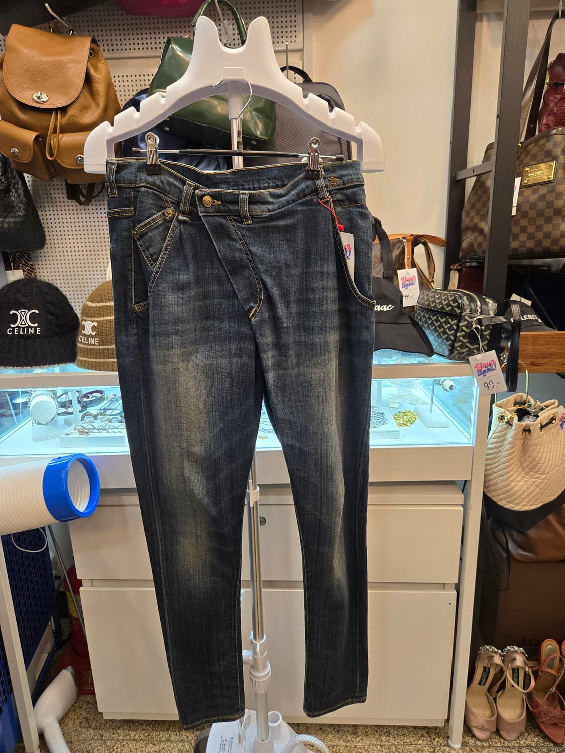 [쿨거환영]R13 크로스오버 비대칭 스판 데님 팬츠 상품이미지1