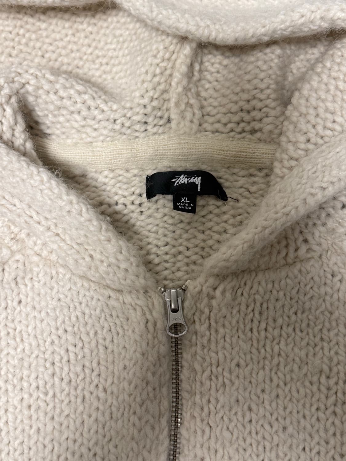 [XL] 스투시 청키 니트 후드 집업 아이보리 상품이미지2