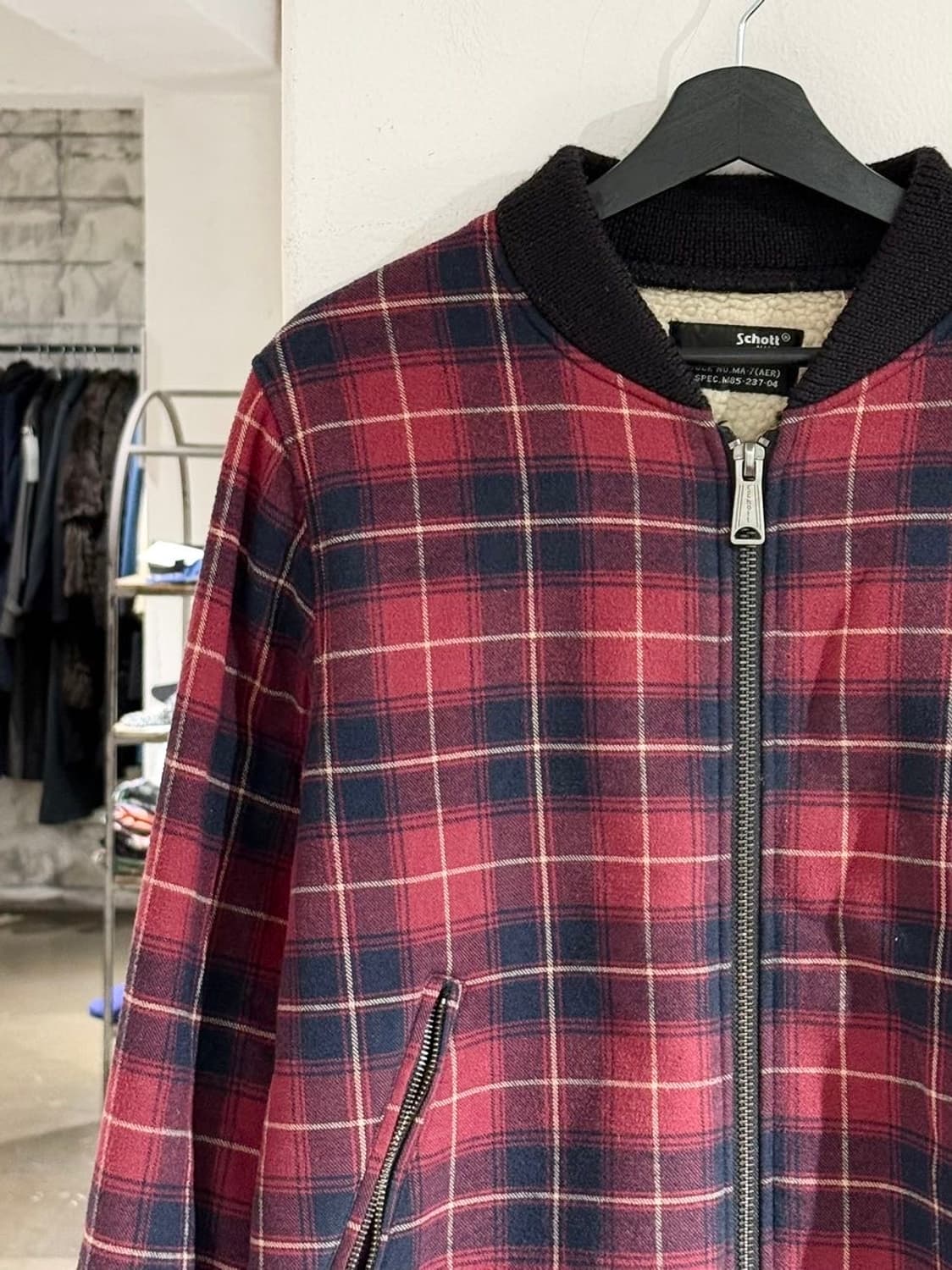 쇼트 타탄 체크 셰르파 봄버 자켓 상품이미지2