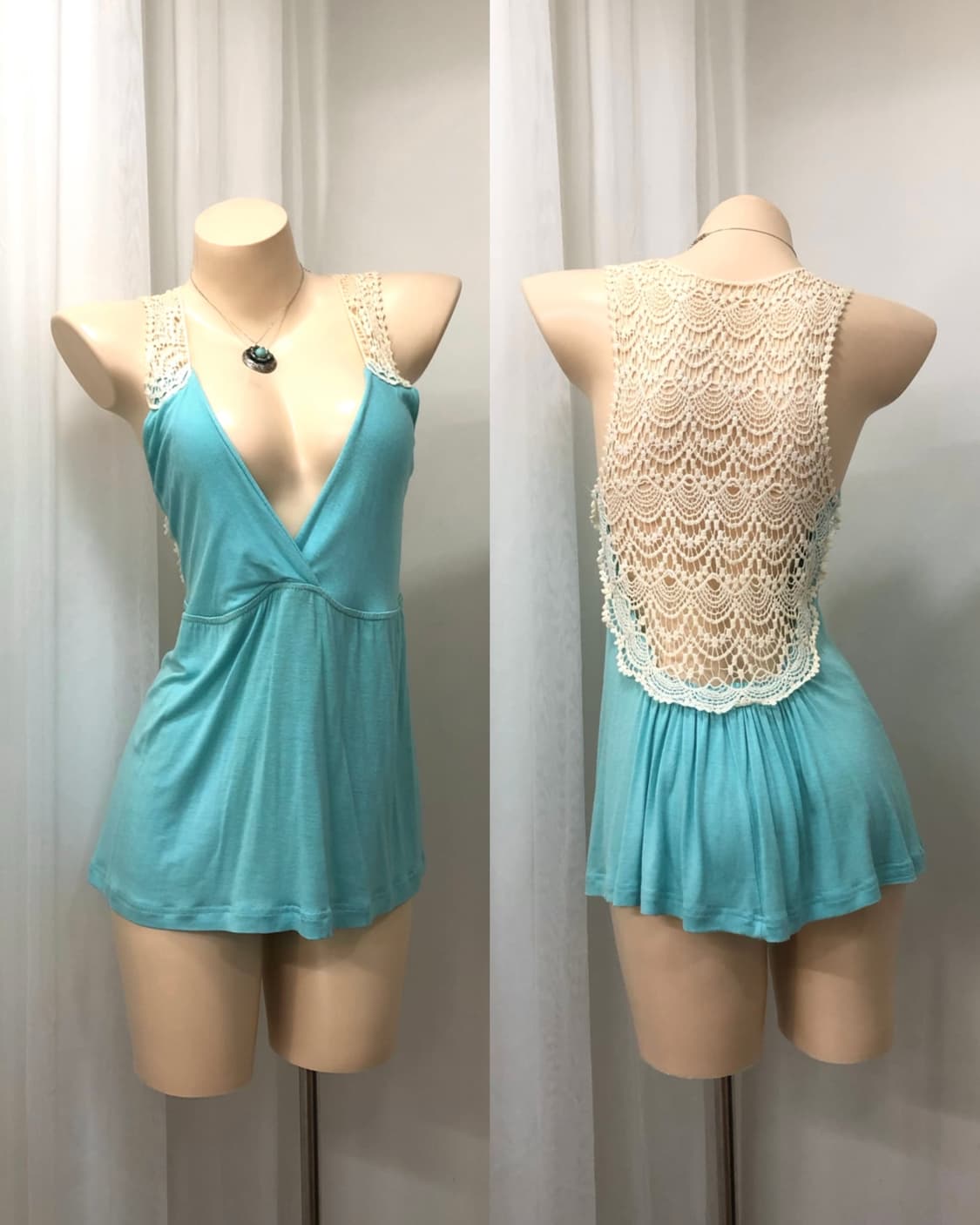 back crochet detail mint sleeveless 상품이미지1