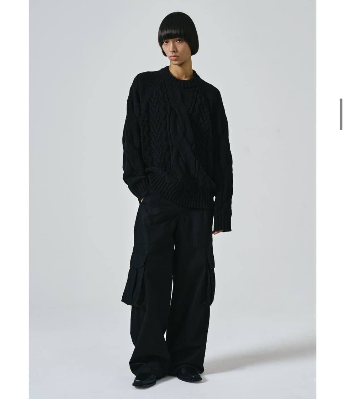 노이어 헤비 멀티 케이블 오버핏 스웨터 (블랙) 상품이미지2