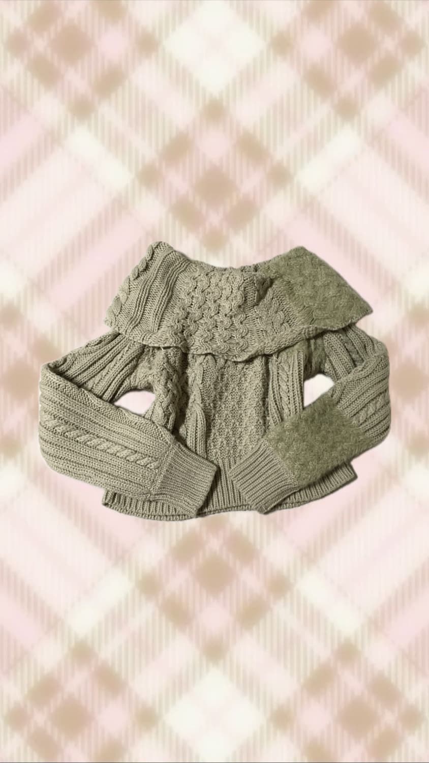 베이지 꽈배기 니트 오프숄더 라떼 히메 오네 갸루 러블리 로걀 빈티지 상품이미지1