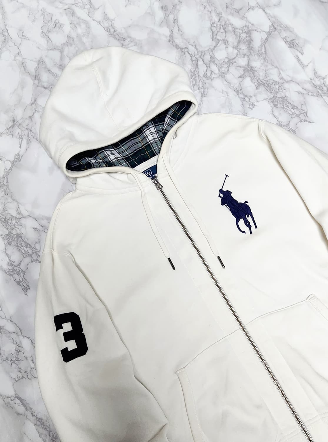 XL 폴로 랄프로렌 빅포니 화이트 후드집업 자켓 상품이미지2
