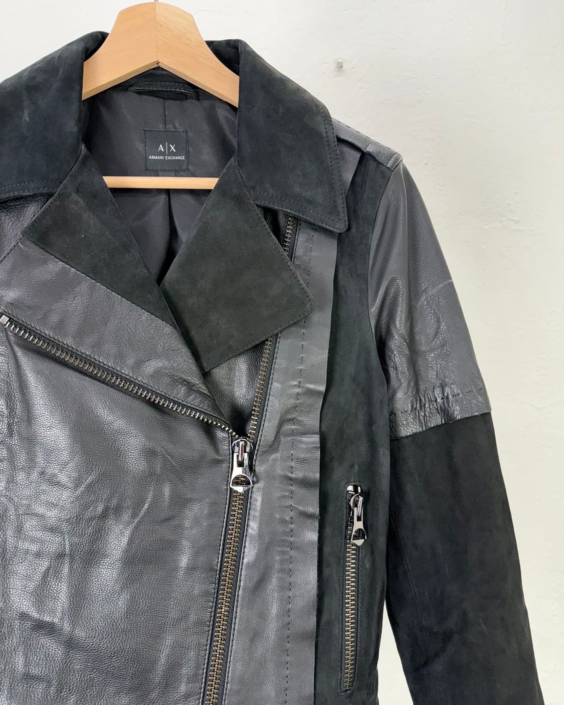아르마니 익스체인지 먼스 레더 트리미 라이더 자켓 상품이미지3