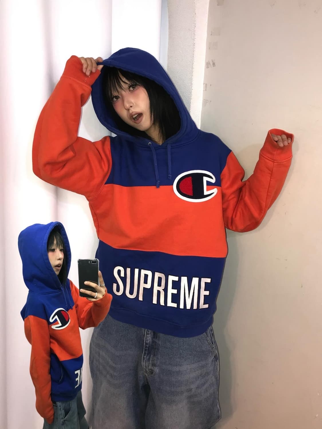 슈프림 X 챔피온 콜라보 후드티셔츠 ( 기모 ) 상품이미지1