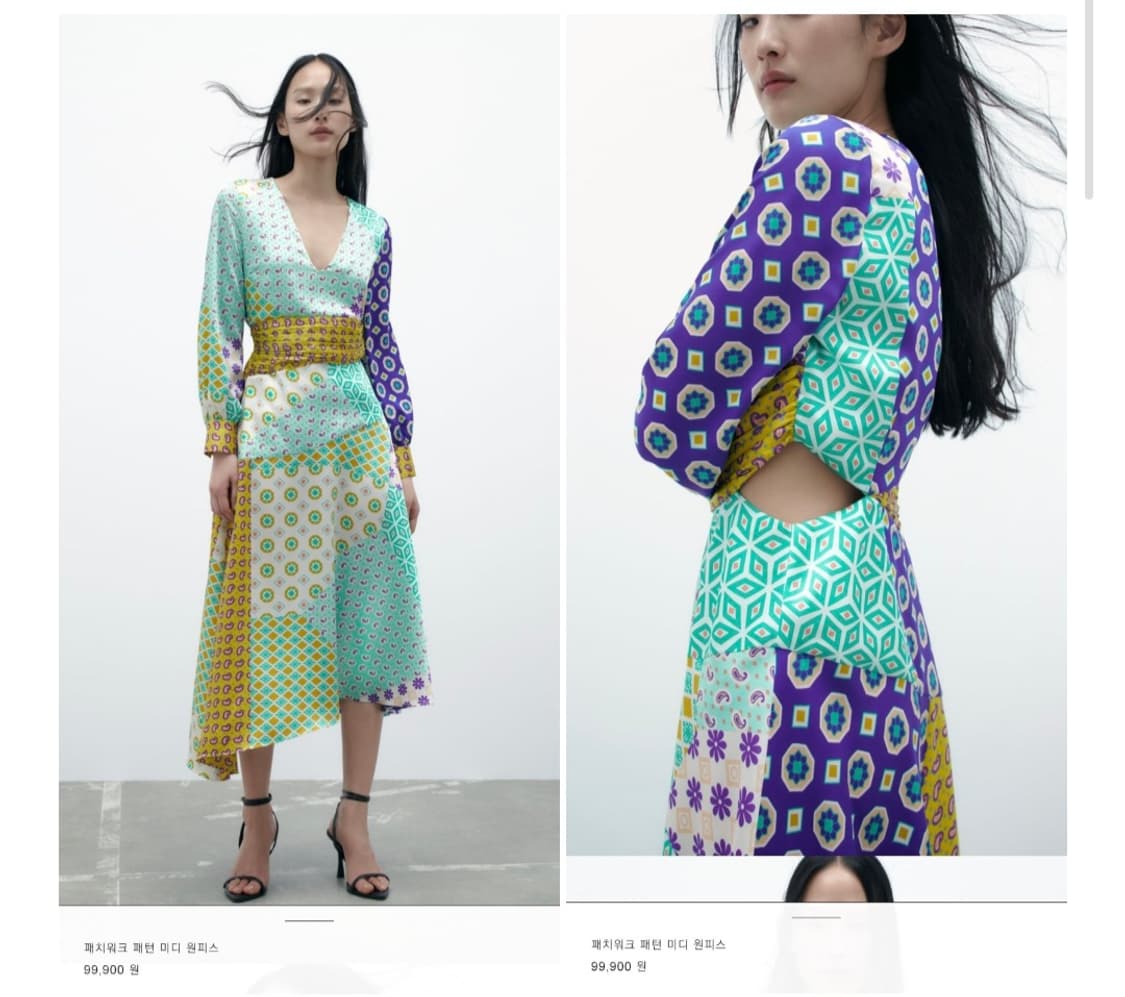ZARA ( L )✨ 패치워크 패턴 미디 원피스 (정가99,900) 상품이미지1