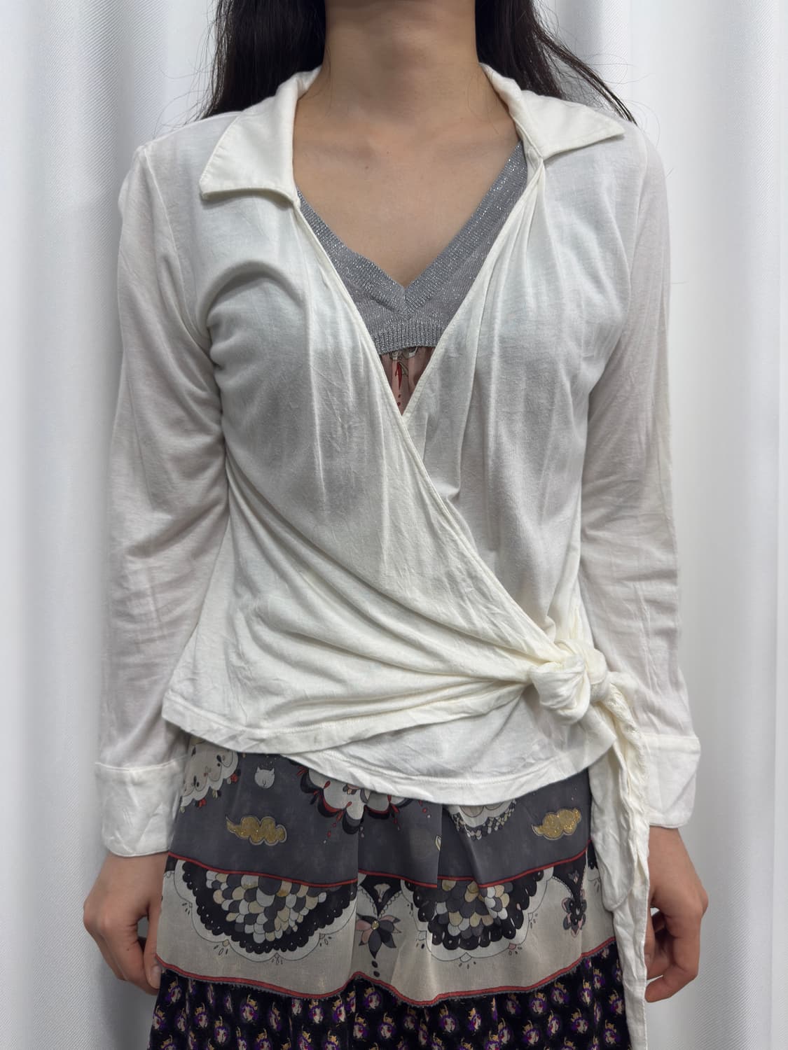 comme ca ism white wrap top 상품이미지1
