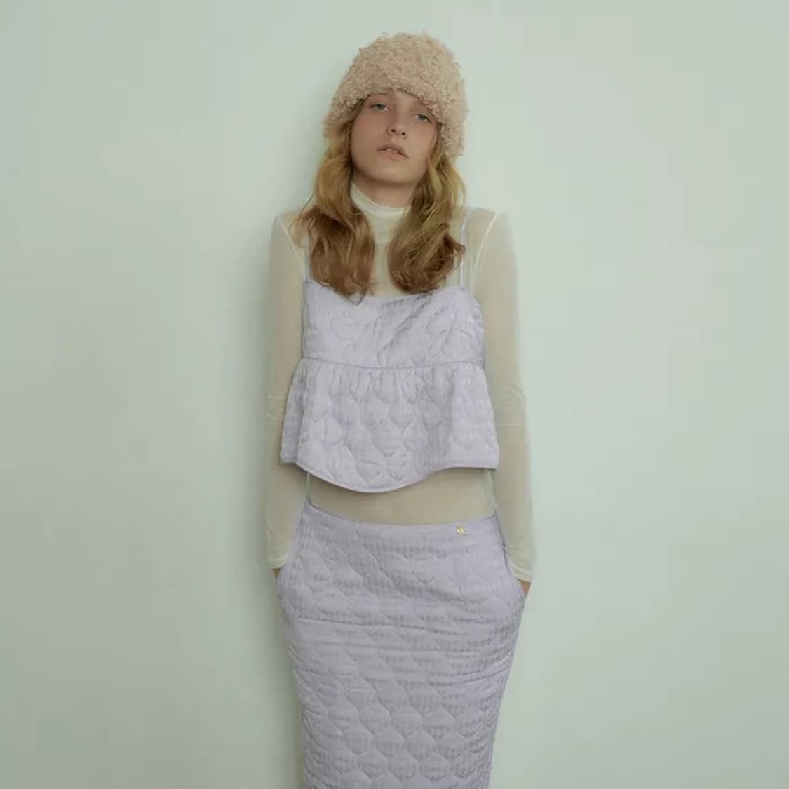오버듀플레어 자카드 퀼티드 뷔스티에 라벤더 상품이미지2
