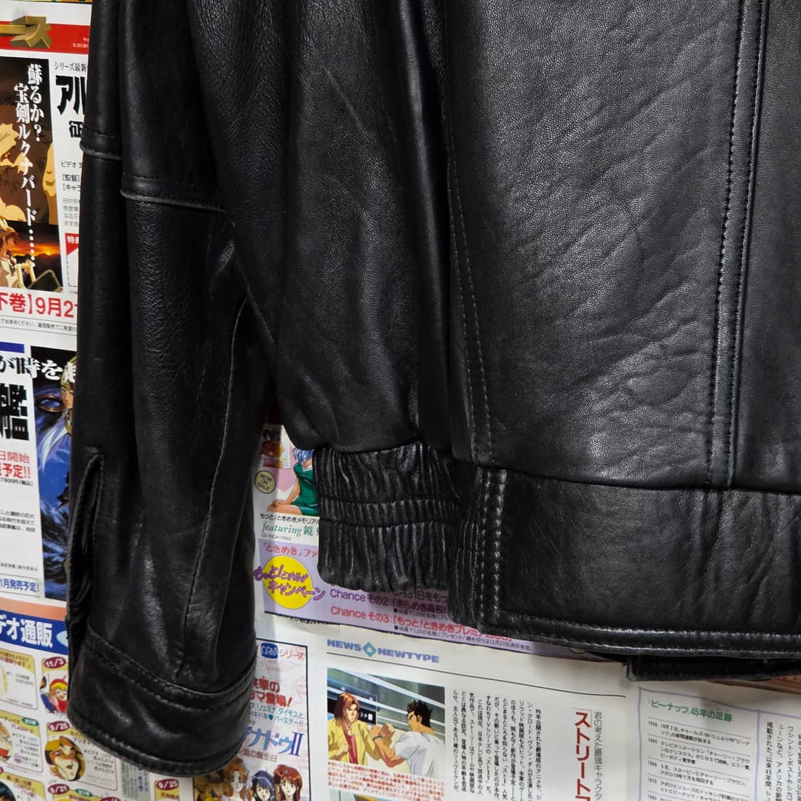 JPN 빈티지 양가죽 블랙 봄버 레더 자켓 상품이미지8