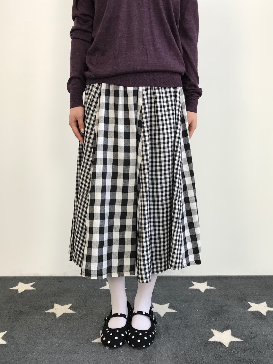 Jpn Cotton Checked Long Skirts 상품이미지1