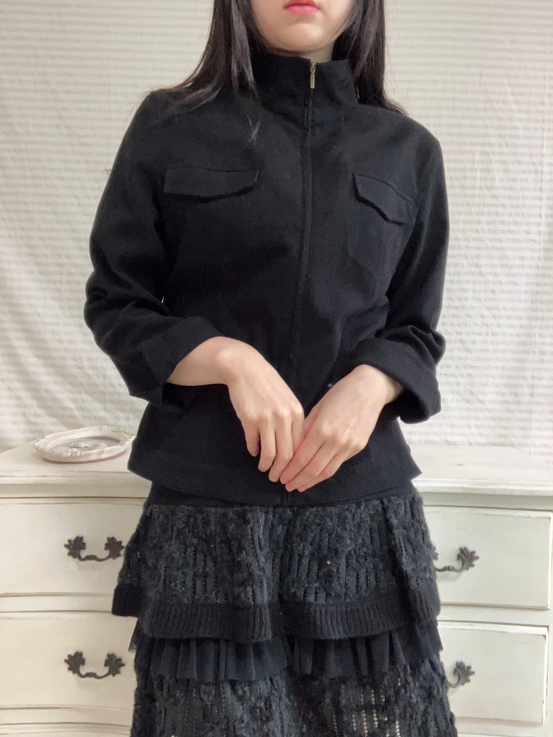 빈티지 블랙 집업 자켓 y2k 스트릿 갸루 펑키 일본빈티지 상품이미지1