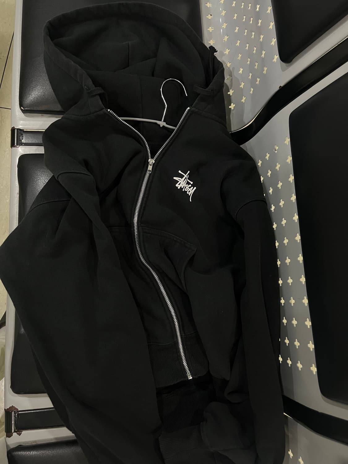 (m) 스투시 베이직 스투시 후드 집업 블랙 상품이미지2