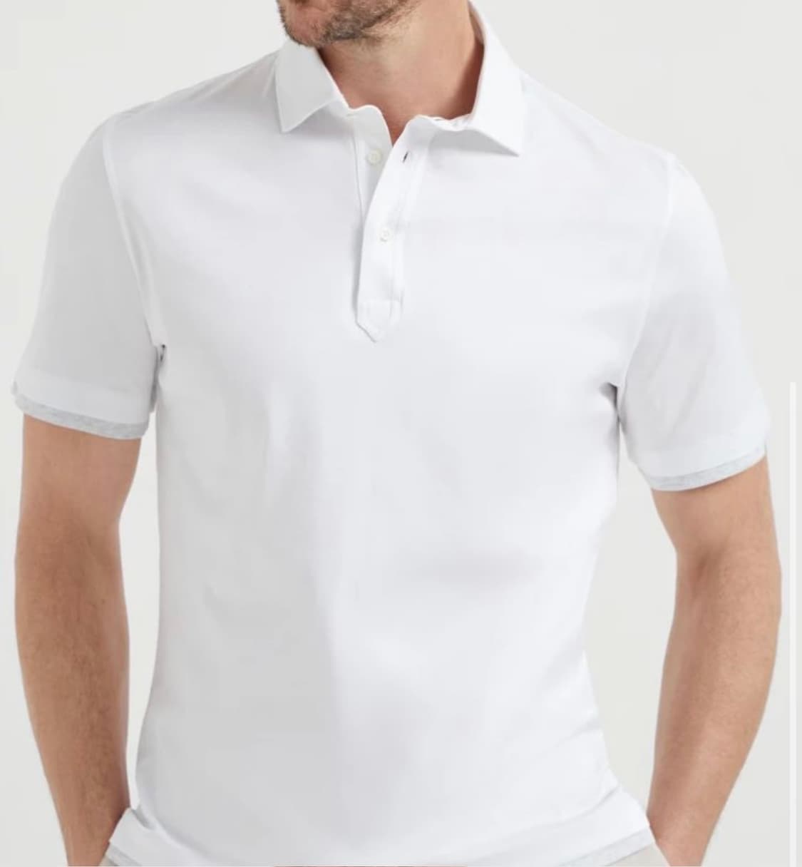 (A+/L) / 브루넬로 쿠치넬리 코튼 화이트 폴로 반팔 셔츠 상품이미지9