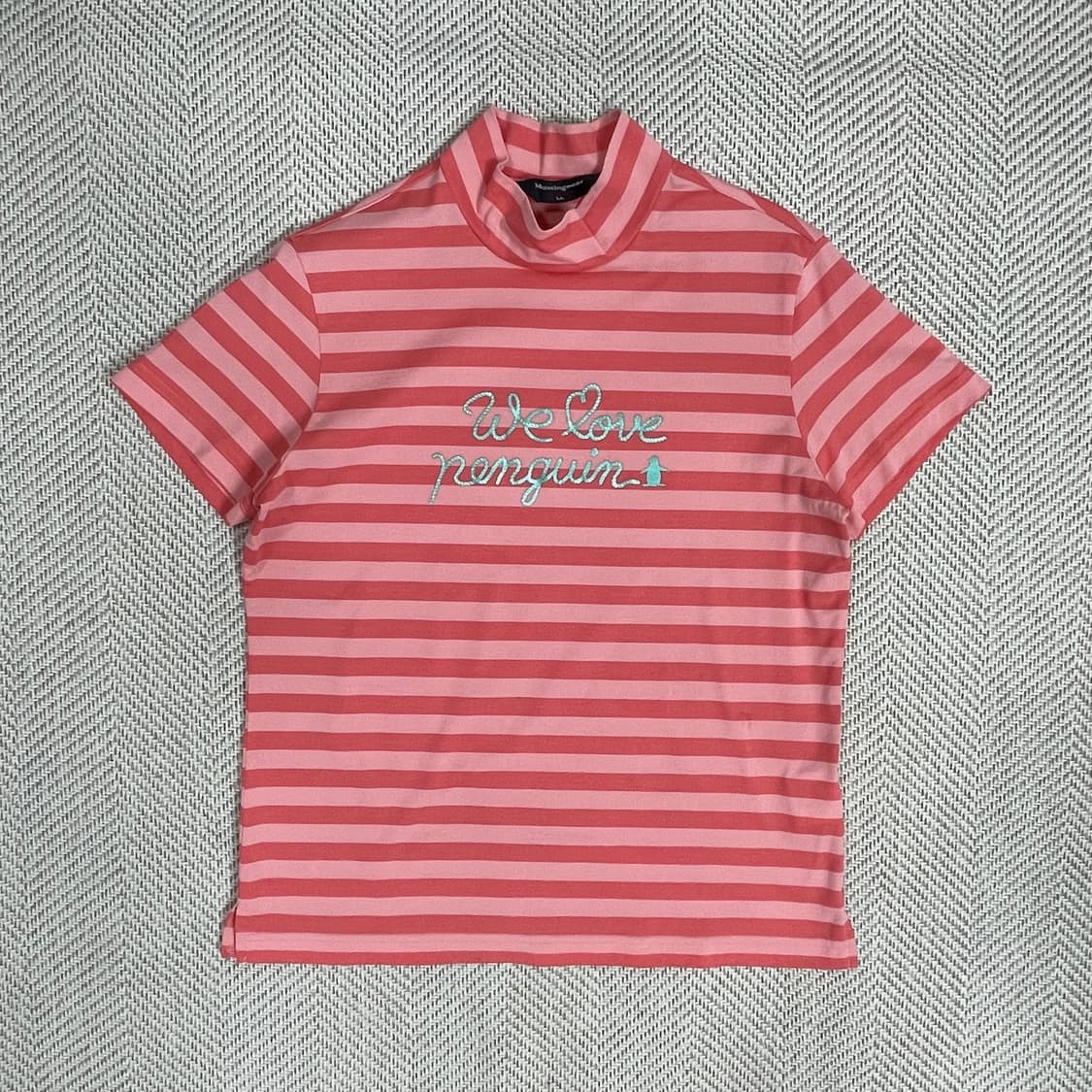 먼싱웨어 스트라이프 반팔 티셔츠 LL 상품이미지1