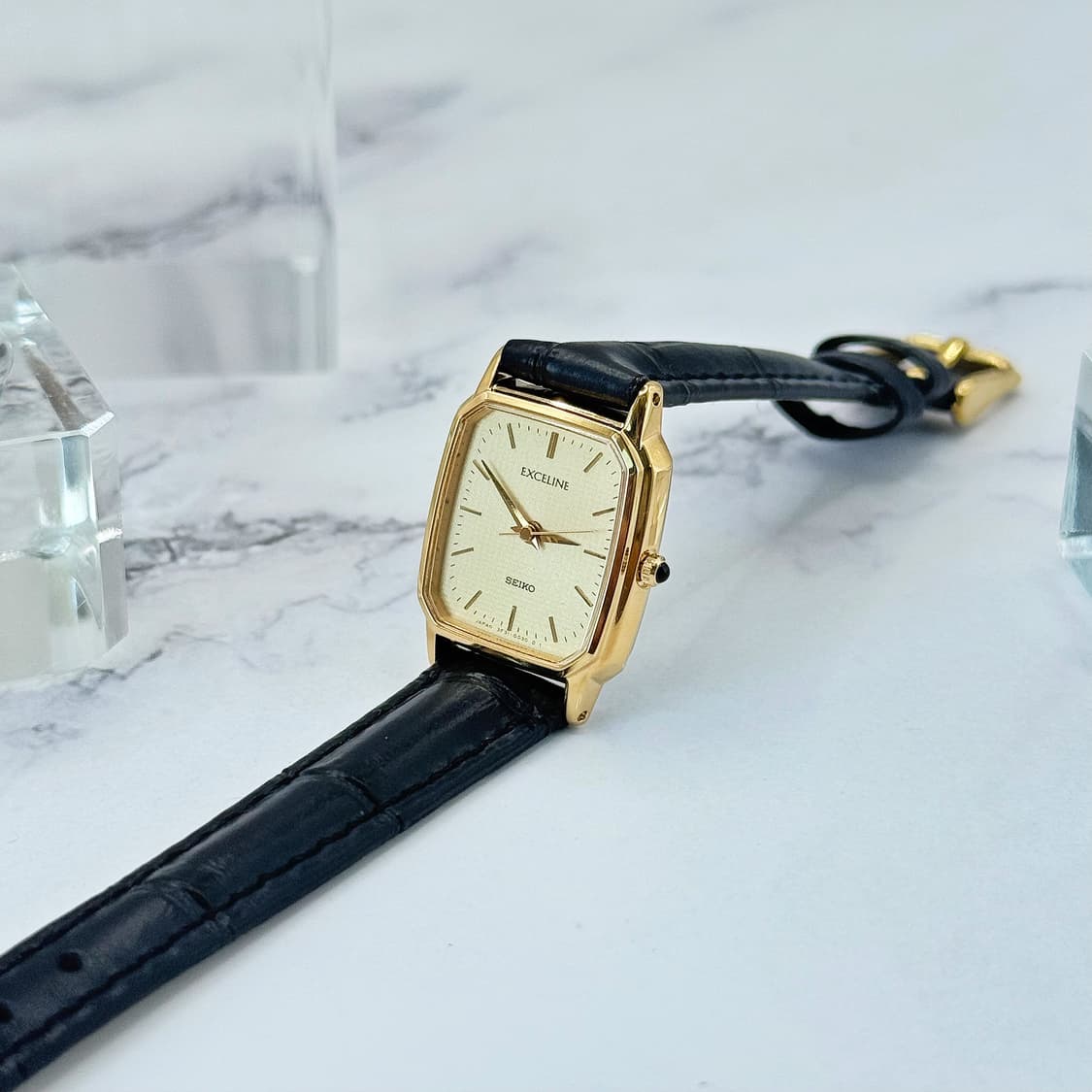 90s00s 빈티지 세이코 엑셀린 골드 탱크 워치 상품이미지7