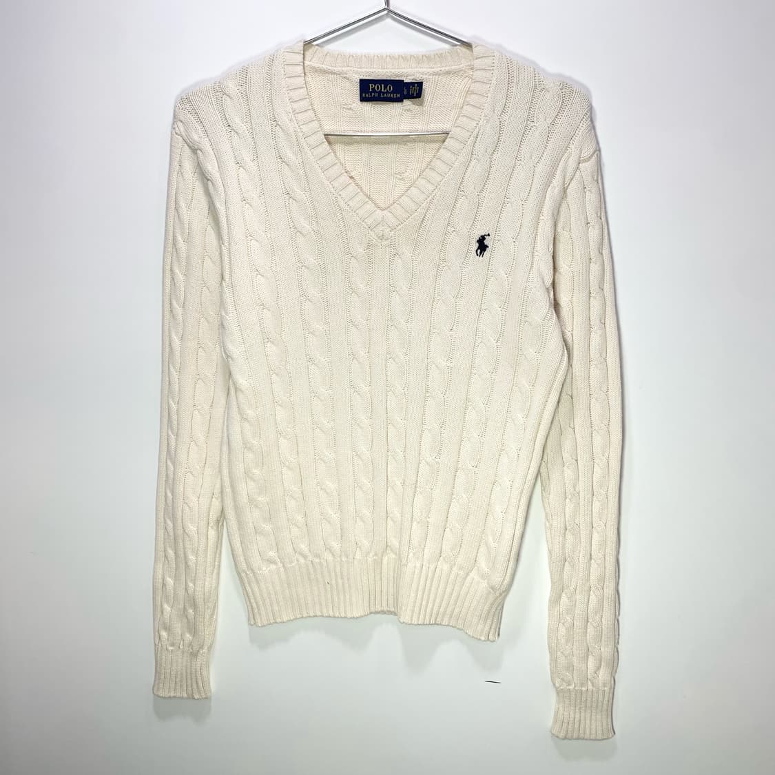폴로 화이트 케이블 니트 상품이미지1