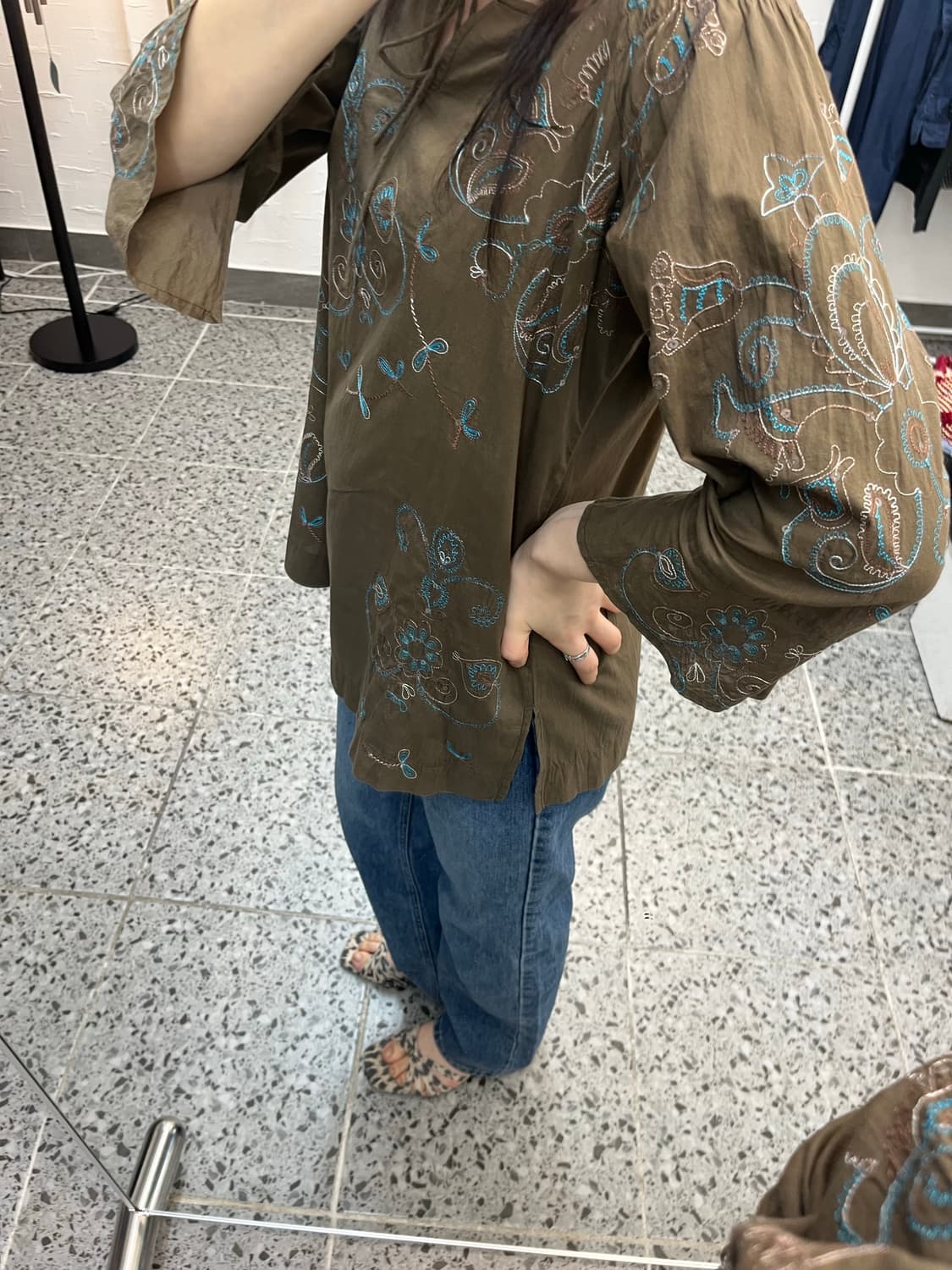 빈티지 브라운 블라우스 상품이미지1