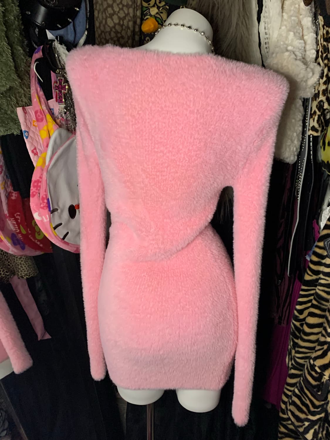 히메갸루 퍼 앙고라 핑크 니트 원피스 상품이미지3