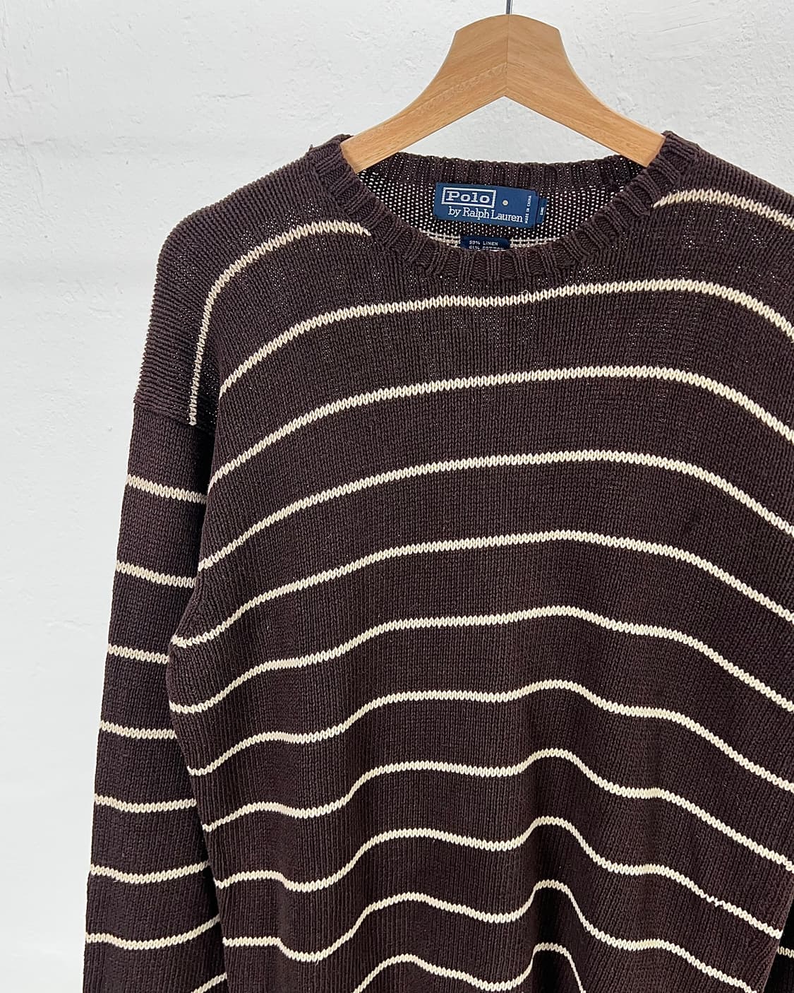폴로 랄프로렌 브라운 스트라이프 라운드 코튼 니트 상품이미지2