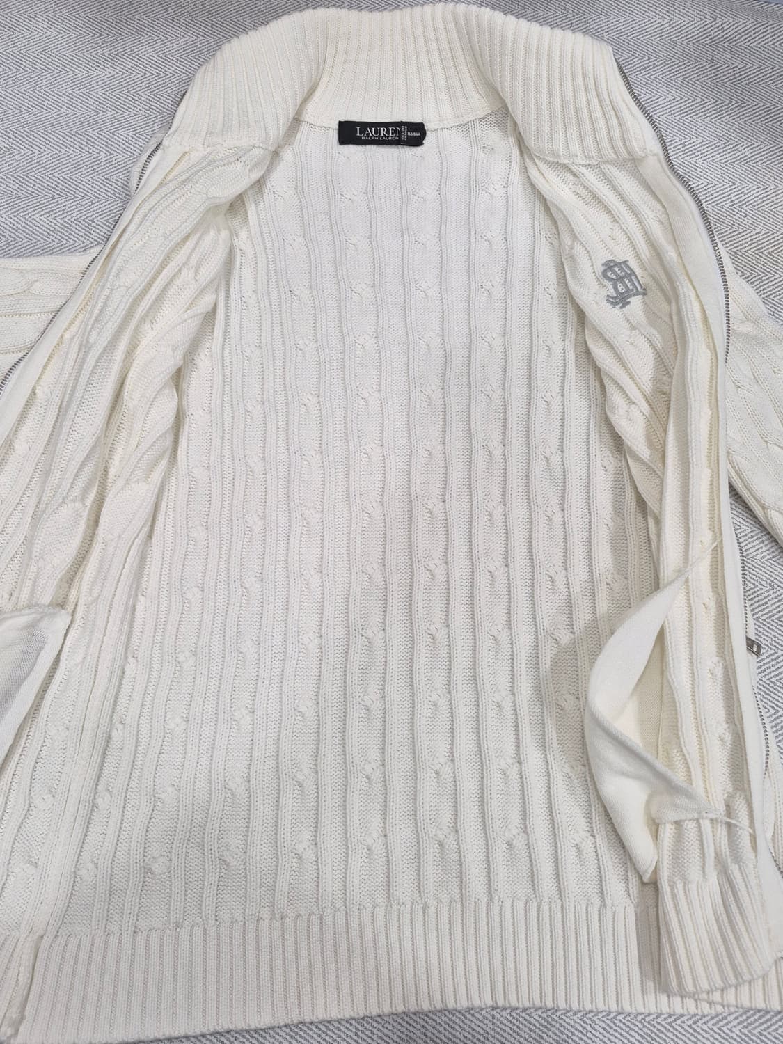 폴로랄프로렌 RL로고 케이블 집업 가디건 여성 S사이즈(화이트) 상품이미지5
