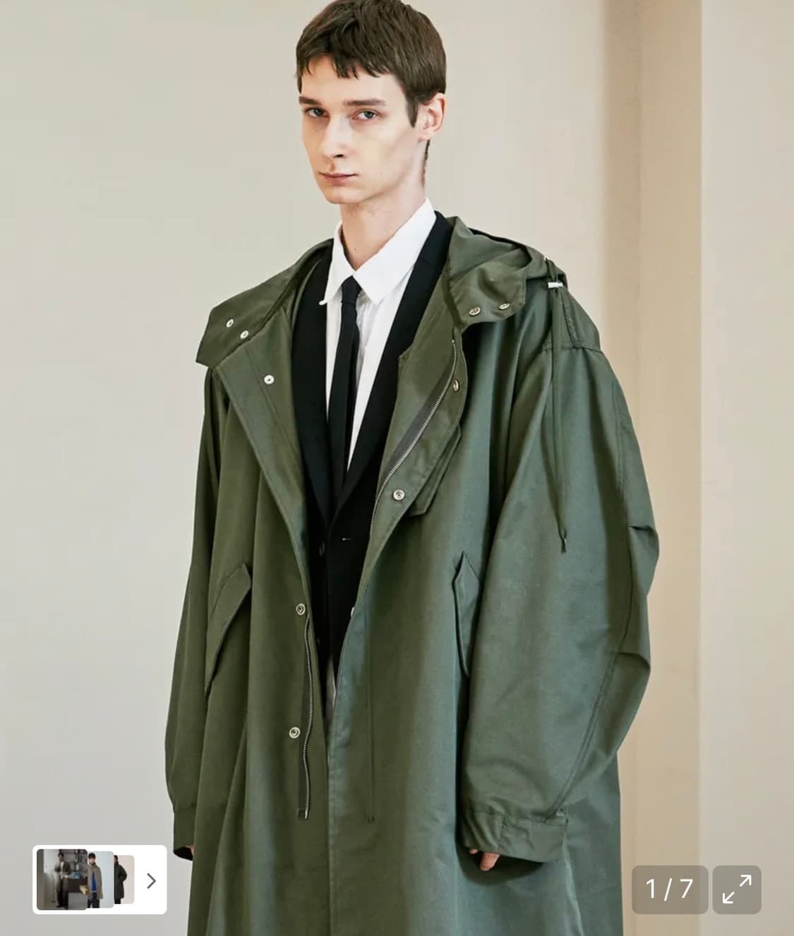 케이엔드 KND M-51 피쉬테일 오버사이즈 코트 올리브카키 상품이미지2