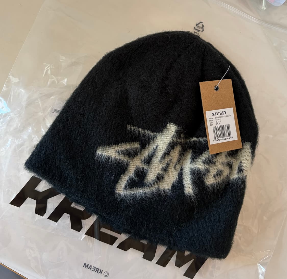 새상품) 스투시 브러쉬드 아웃 스탁 스컬캡 비니 블랙 상품이미지2