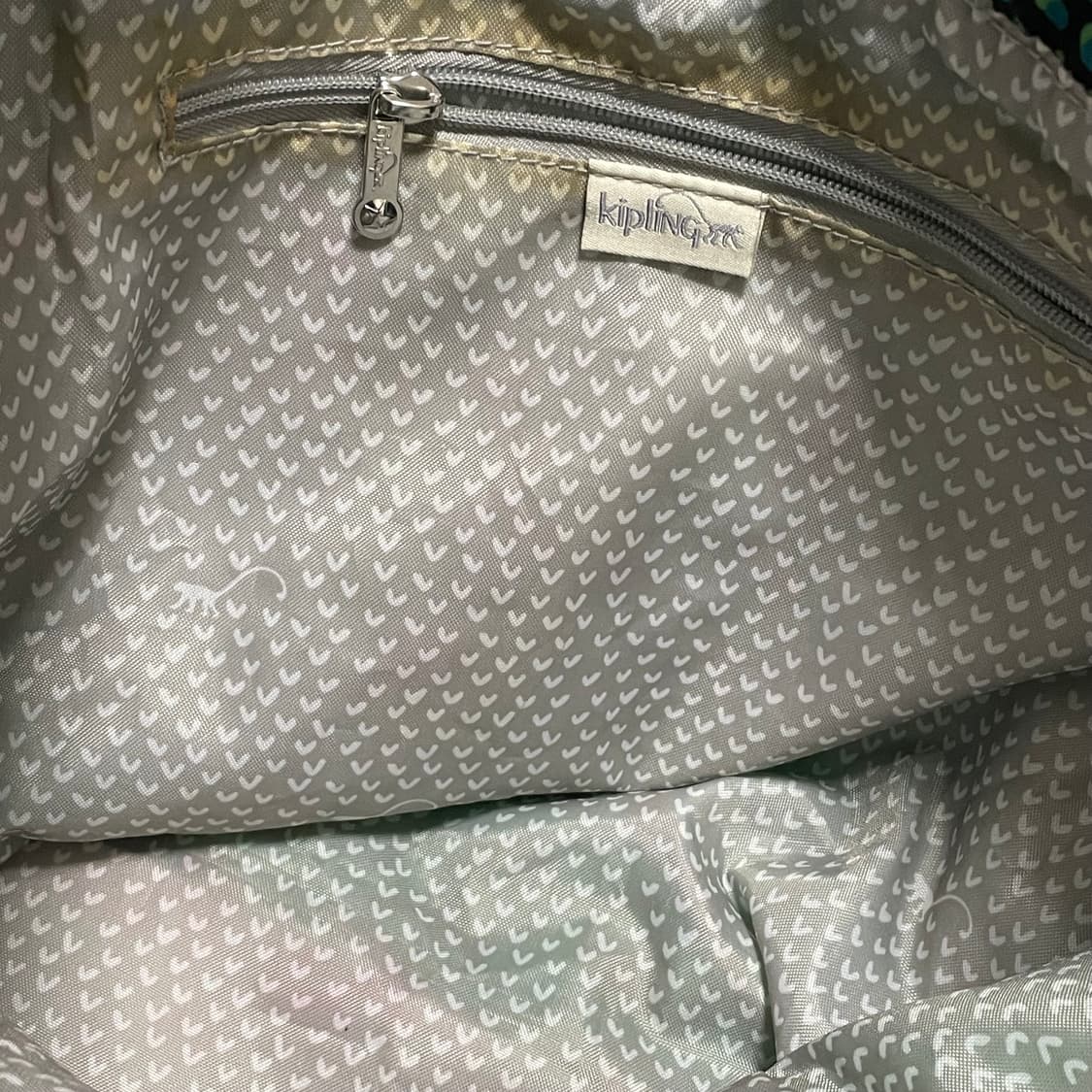 키플링 그린/블루 패턴 토트백 상품이미지3