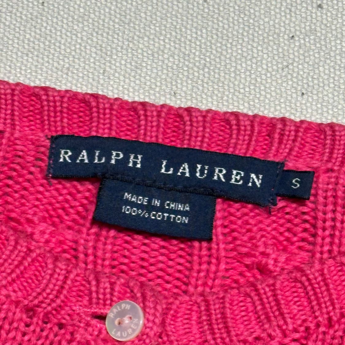 S 폴로랄프로렌 여성용 핑크 케이블 가디건 상품이미지4