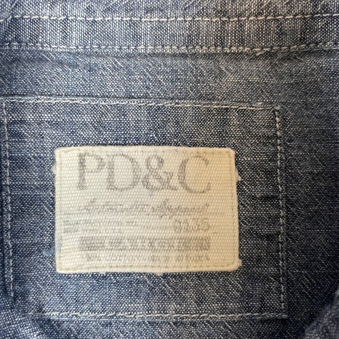 PD&C 투포켓 코튼 연청 샴브레이 데님 셔츠 상품이미지5