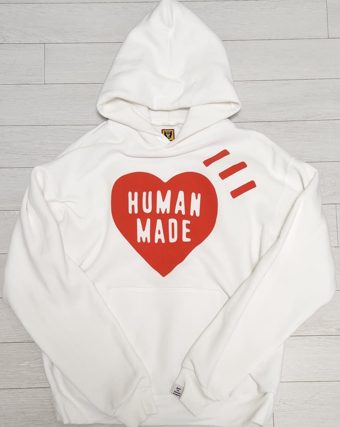 휴먼메이드 하트로고 화이트 후드티 상품이미지1
