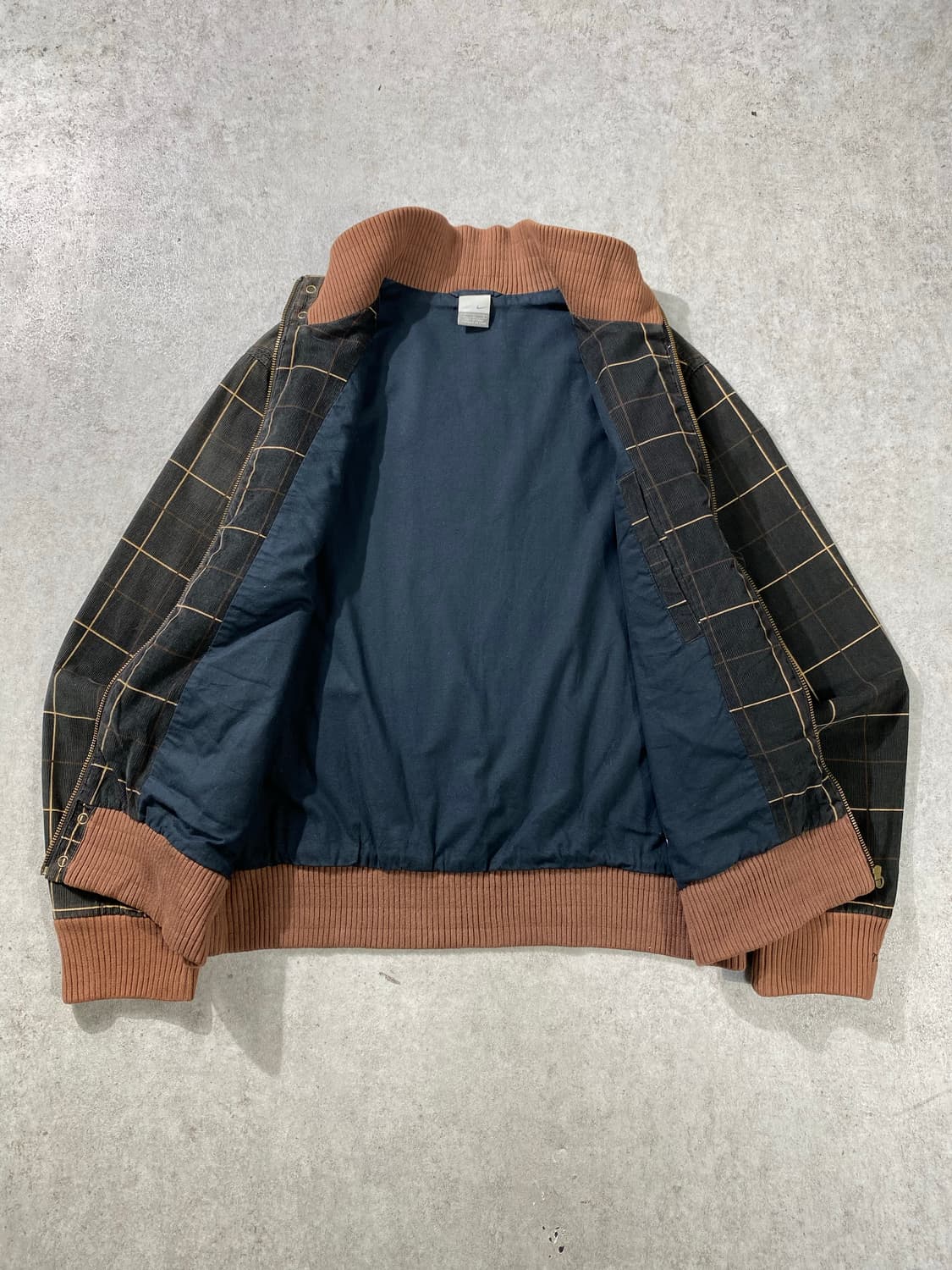 [L] 레어 00s Nike 브라운 스우시 코듀로이 체크 자켓 상품이미지5