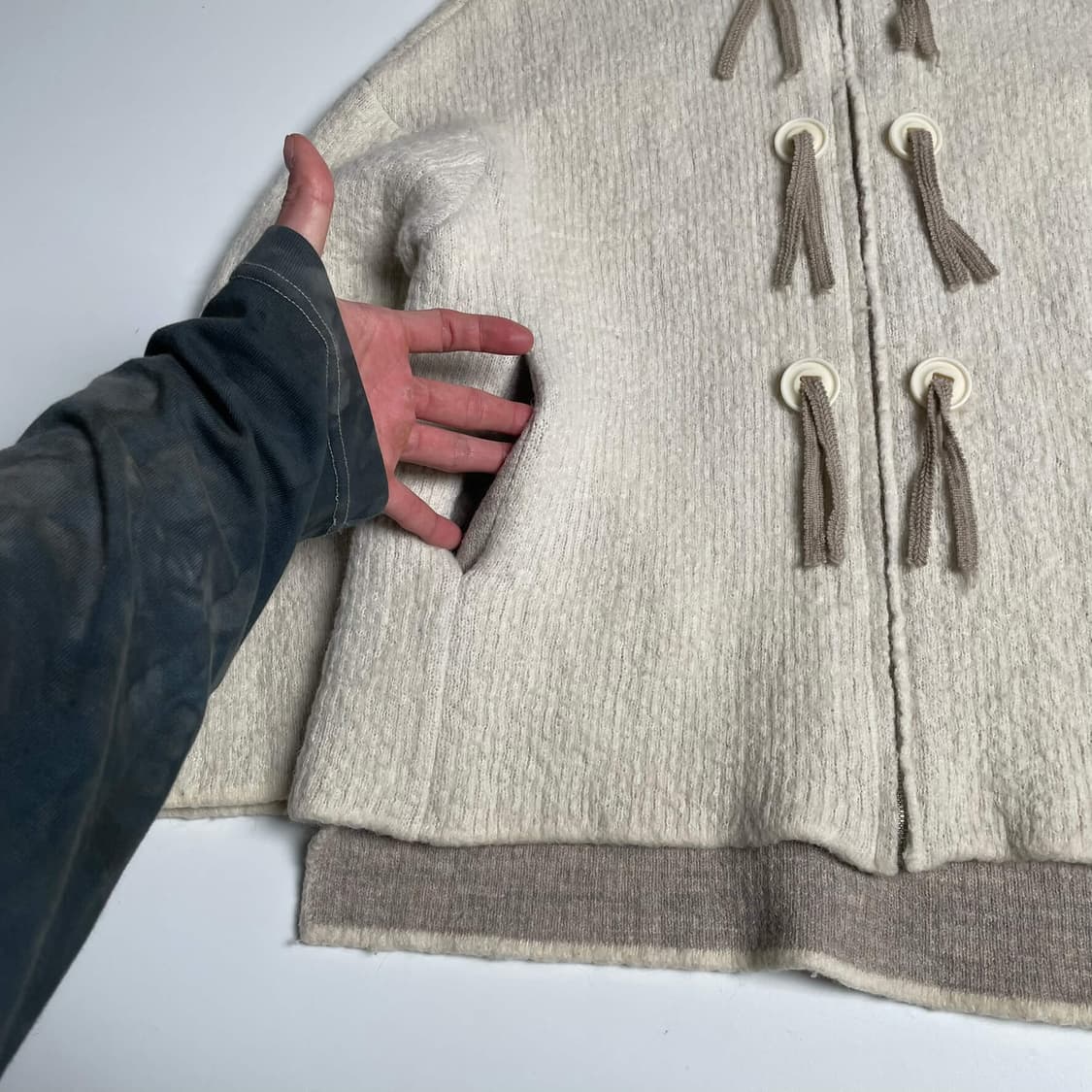 System 에스닉 패치 앙고라 블렌드 집업 후드 상품이미지6