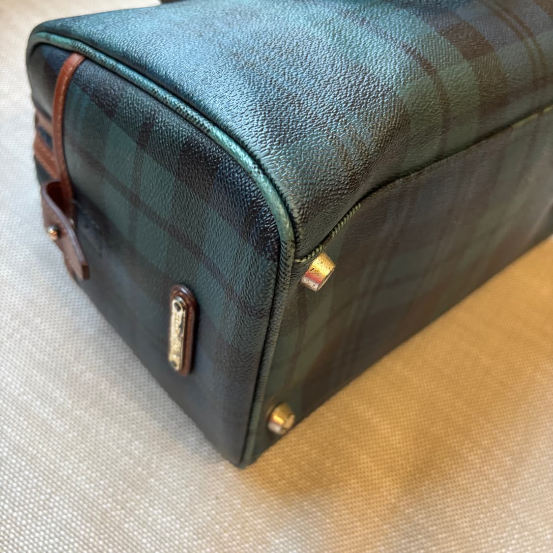 랄프로렌 블랙워치 체크 가죽 트리밍 보스턴백 토트백 상품이미지5