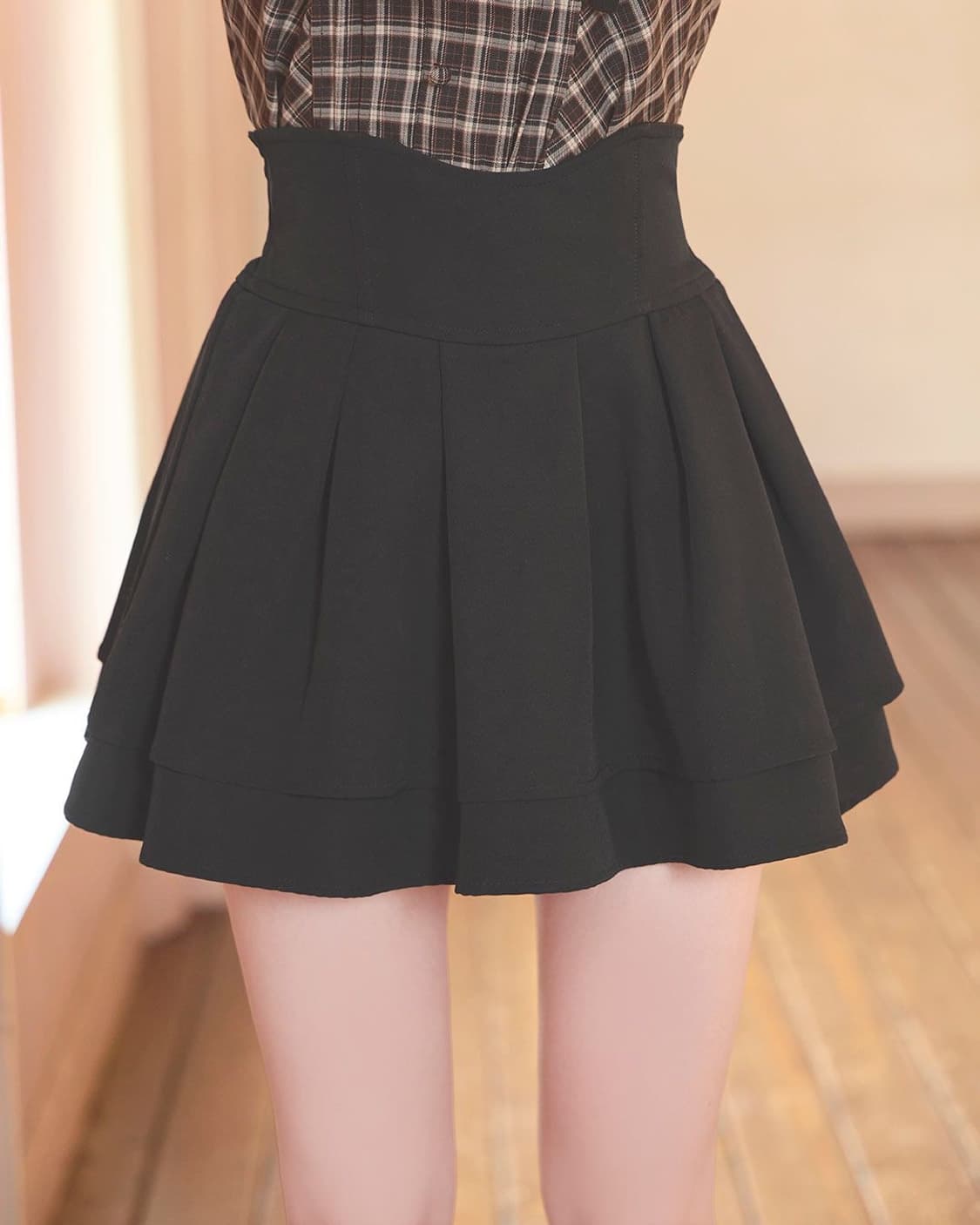 미셸마카롱 미각 스커트 블랙 트위드 치도리 하트컷 니트 상품이미지5