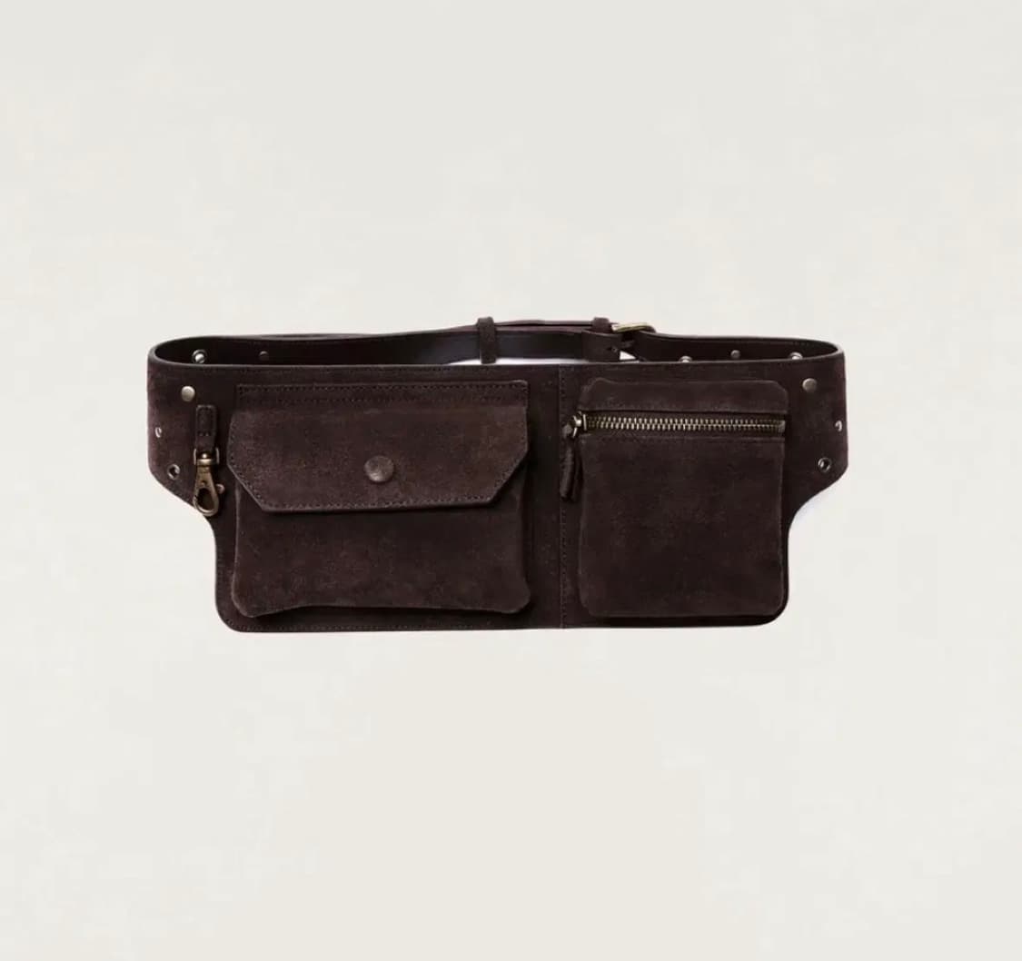 넛넛 스웨이드 스터드 포켓 벨트백 브라운 (미착용 새제품) 상품이미지4