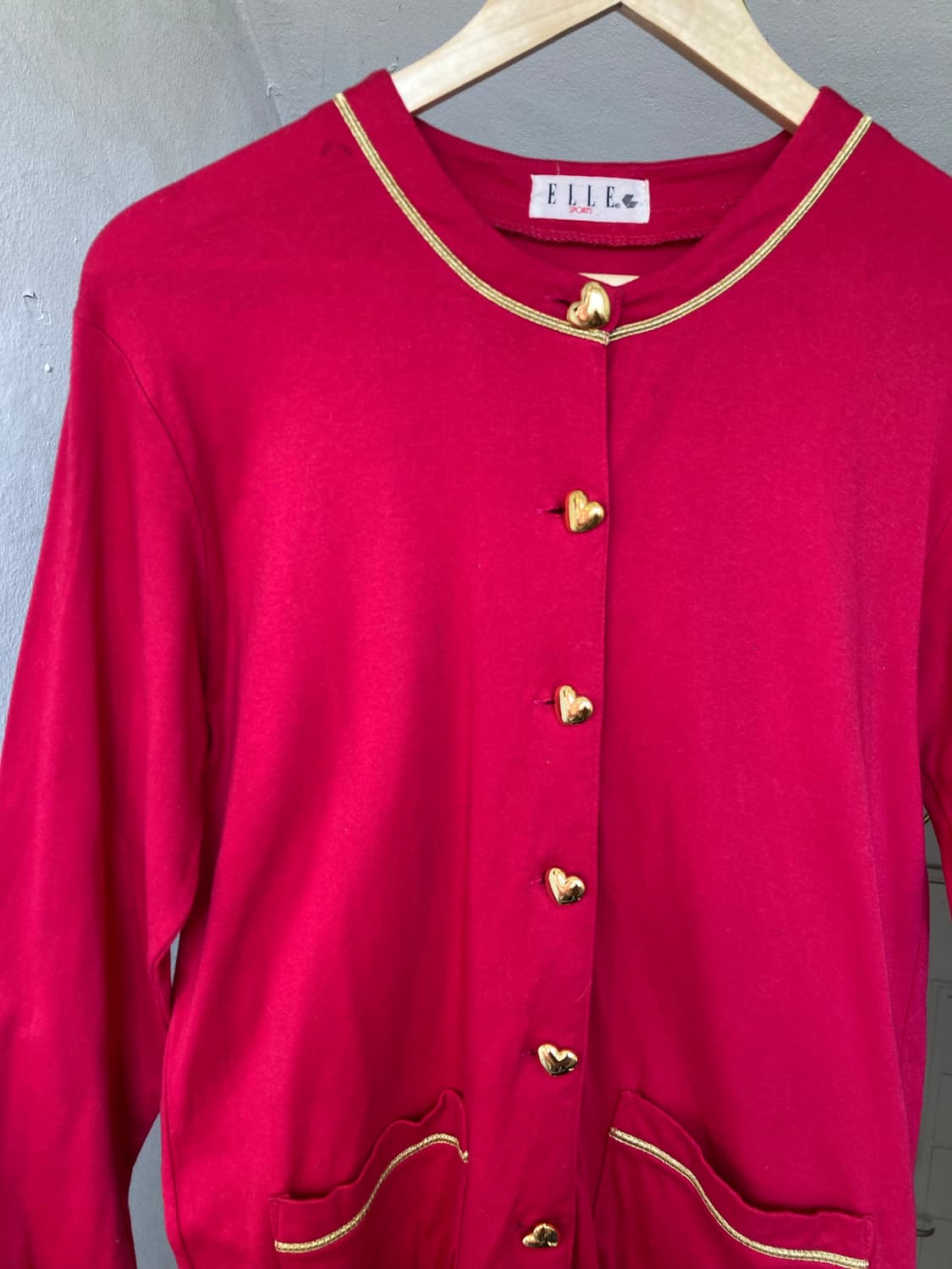 엘르 ELLE 핑크 하트버튼 가디건 상품이미지2