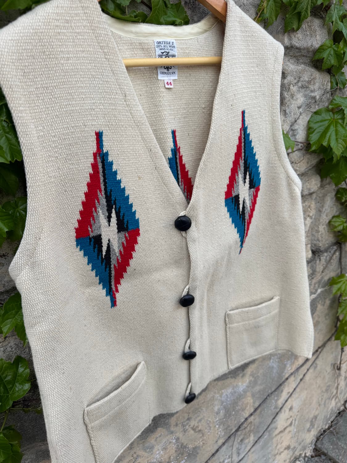 70s 오르테가 빈티지 핸드 우븐 울 웨스턴 치마요 베스트 조끼 상품이미지5