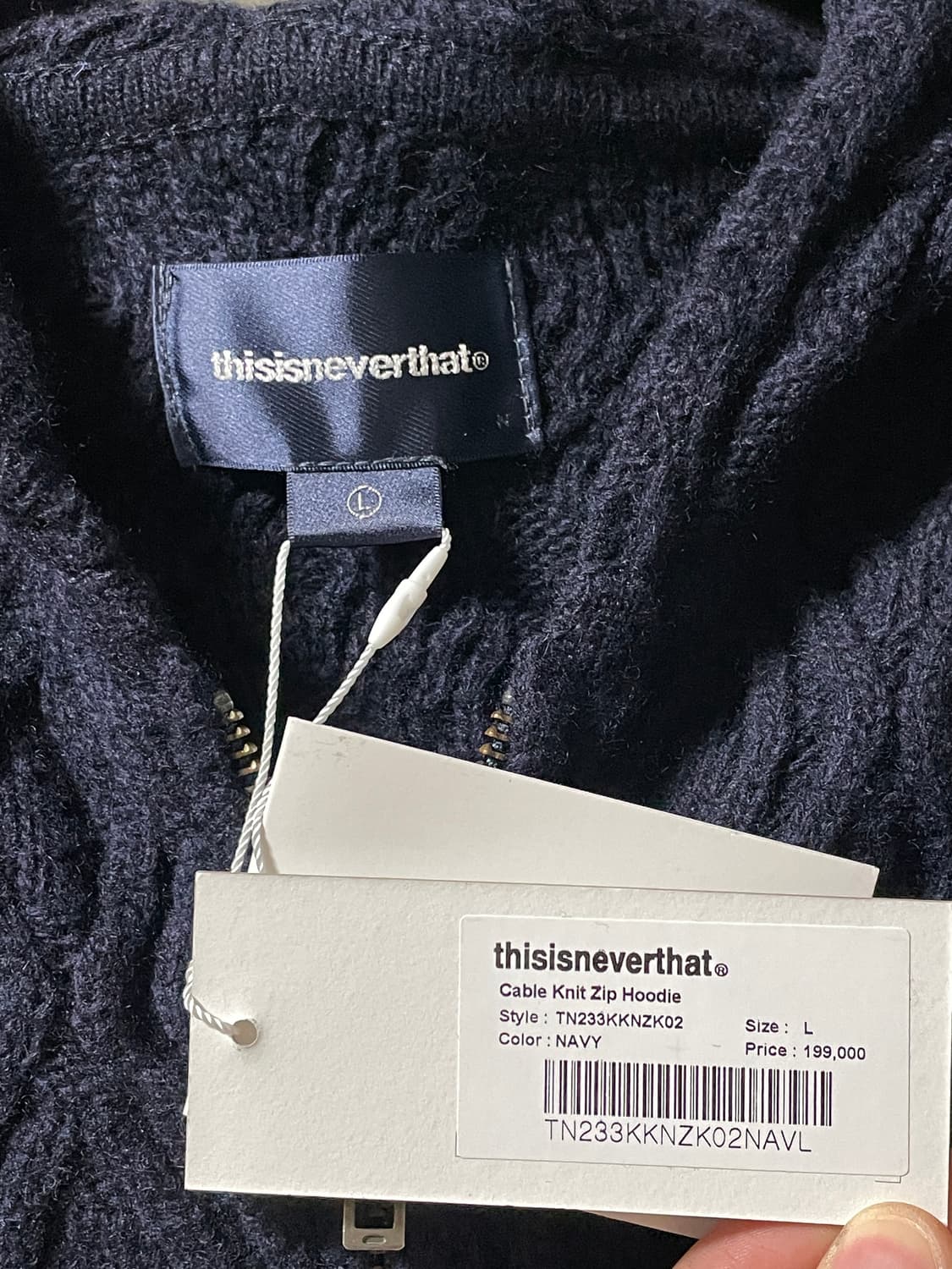 L 디스이즈네버댓 케이블 니트 후드집업 네이비 상품이미지4