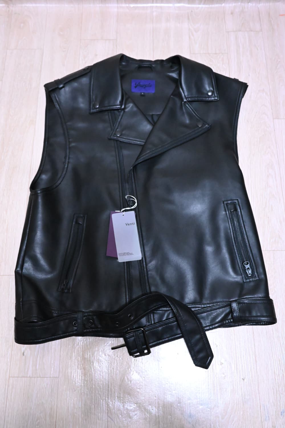 에이징씨씨씨 X 비슬로우 퍼플 레더 베스트 상품이미지1