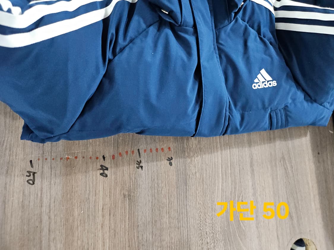 아디다스 삼선 롱패딩 네이비 덕다운 키즈150 . 여성 55 상품이미지7